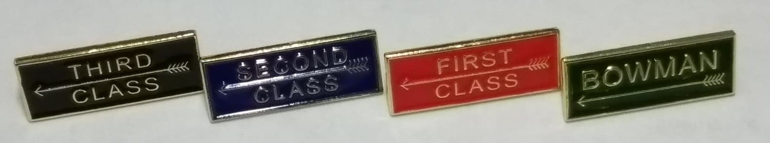 Classification badges from 3rd to Bowman