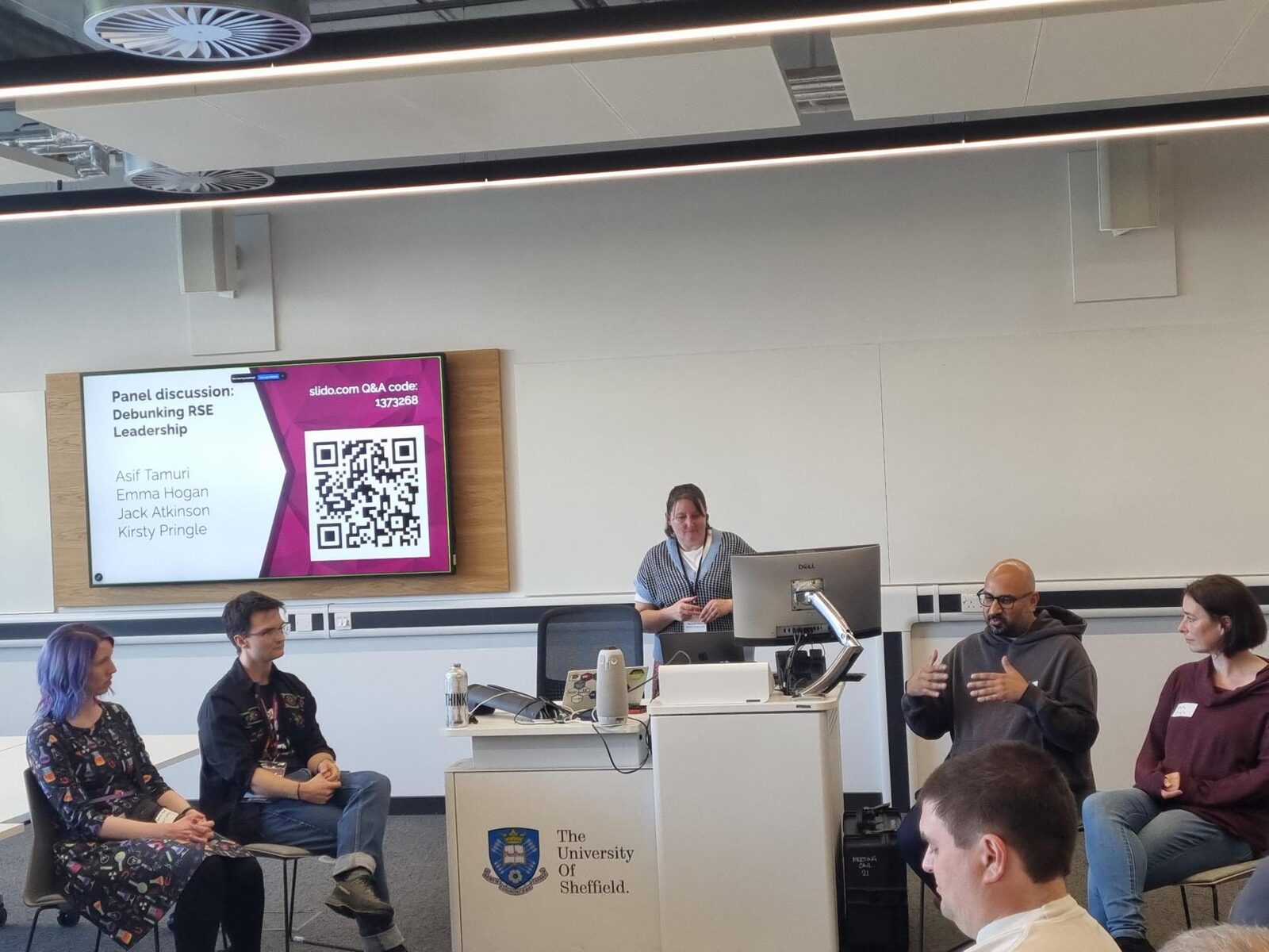 On the ‘Debunking the Myths of RSE Leadership’ panel at the Leaders SIG. Photo by Marion Weinzierl.